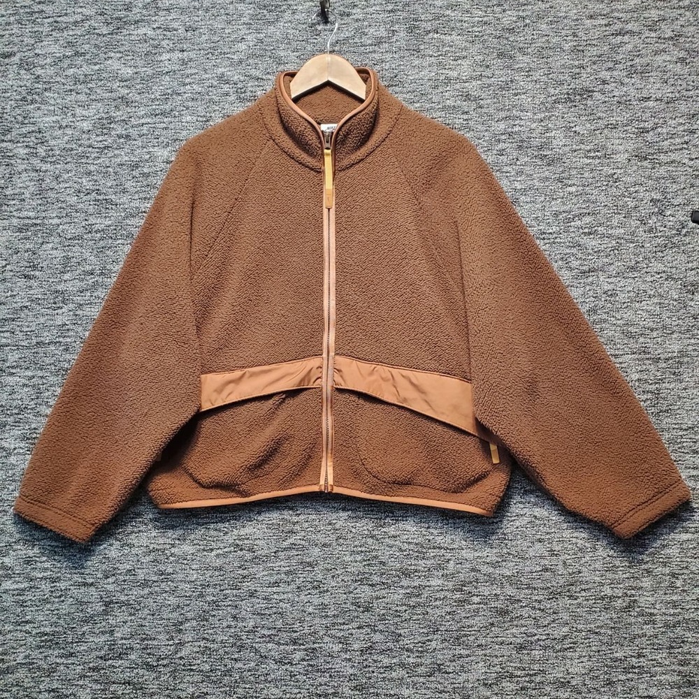 Nike Sportswear Plush Faux Fur Sherpa Full Zip Jacket Womens Medium Brown FQ6256